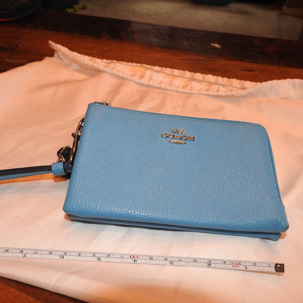 Coach leather wristlet wallet  double zippers